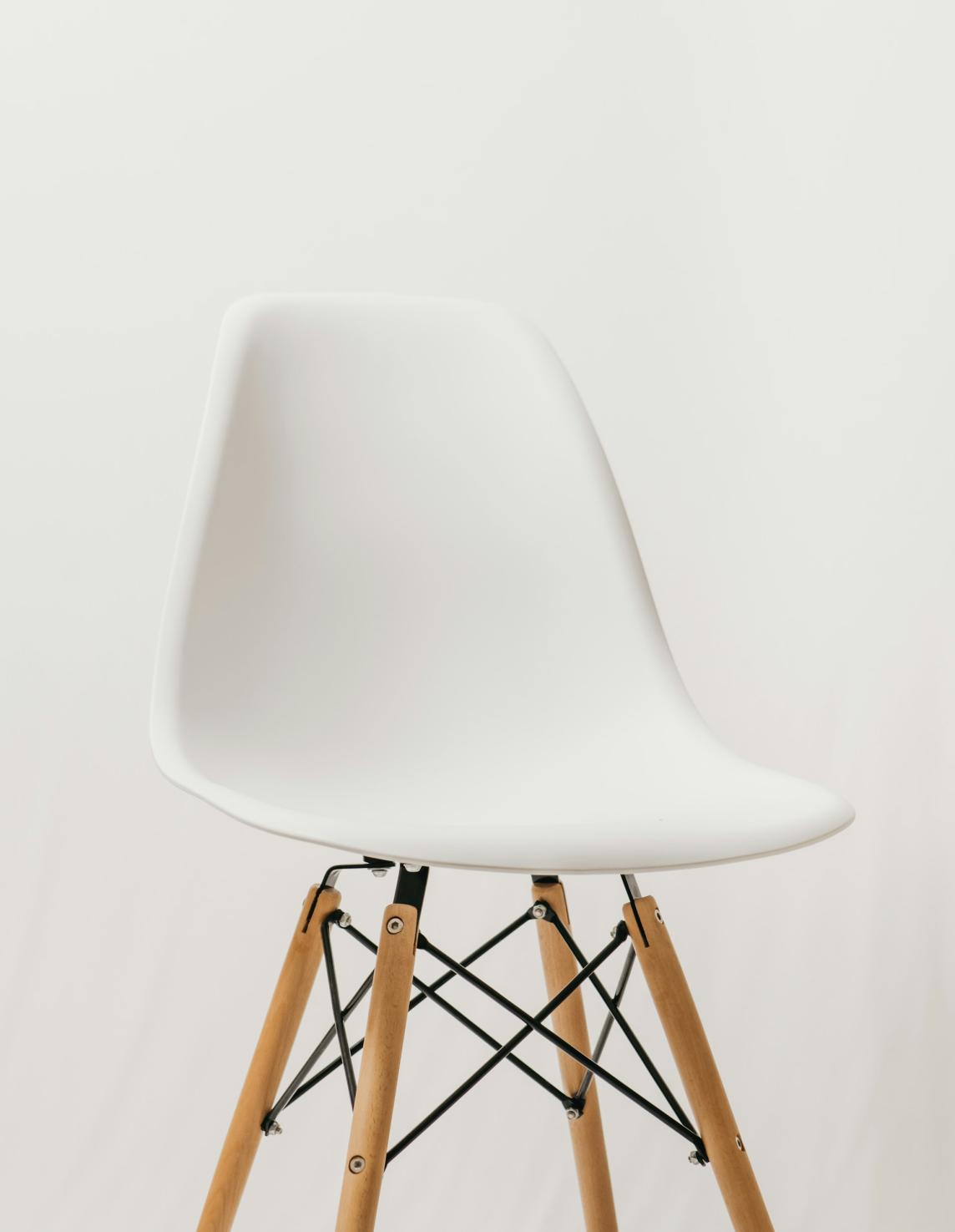 White and wood chair